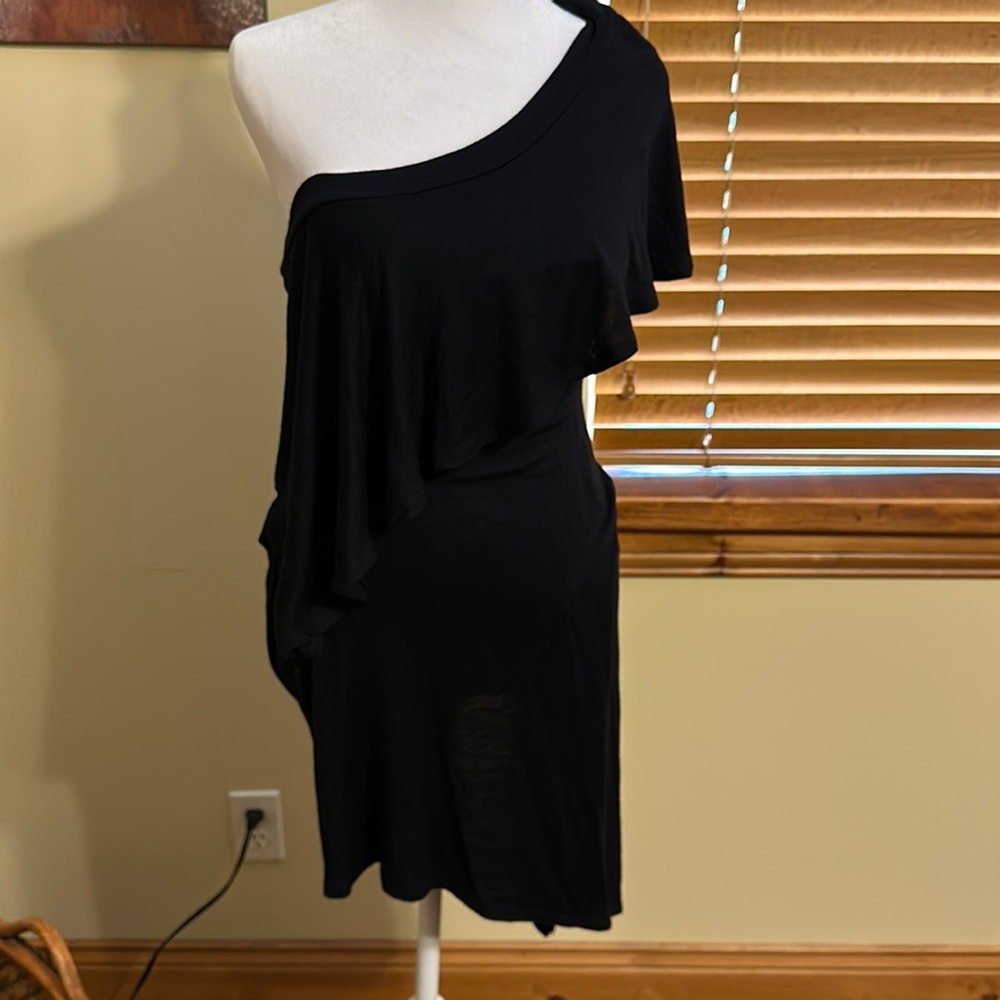 One shoulder black cocktail dress
